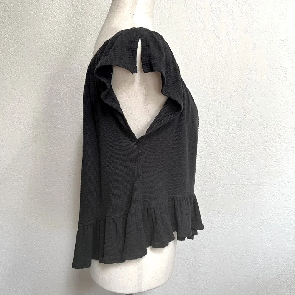 We The Free Mint Julep Off The Shoulder Ruffle Peasant Top Black Sz M